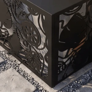 Cache climatiseur extérieur fixation mur, motif Tropik-3