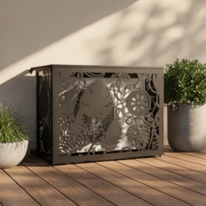 Cache climatiseur extérieur fixation mur, motif Tropik-2