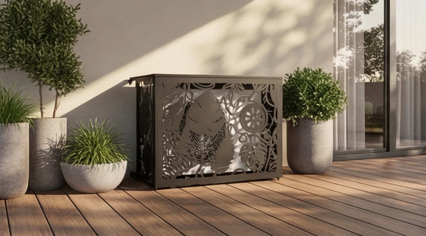 Cache climatiseur extérieur fixation mur, motif Tropik-2