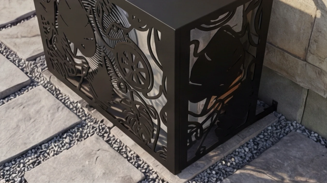 Cache climatiseur extérieur fixation mur, motif Tropik-3