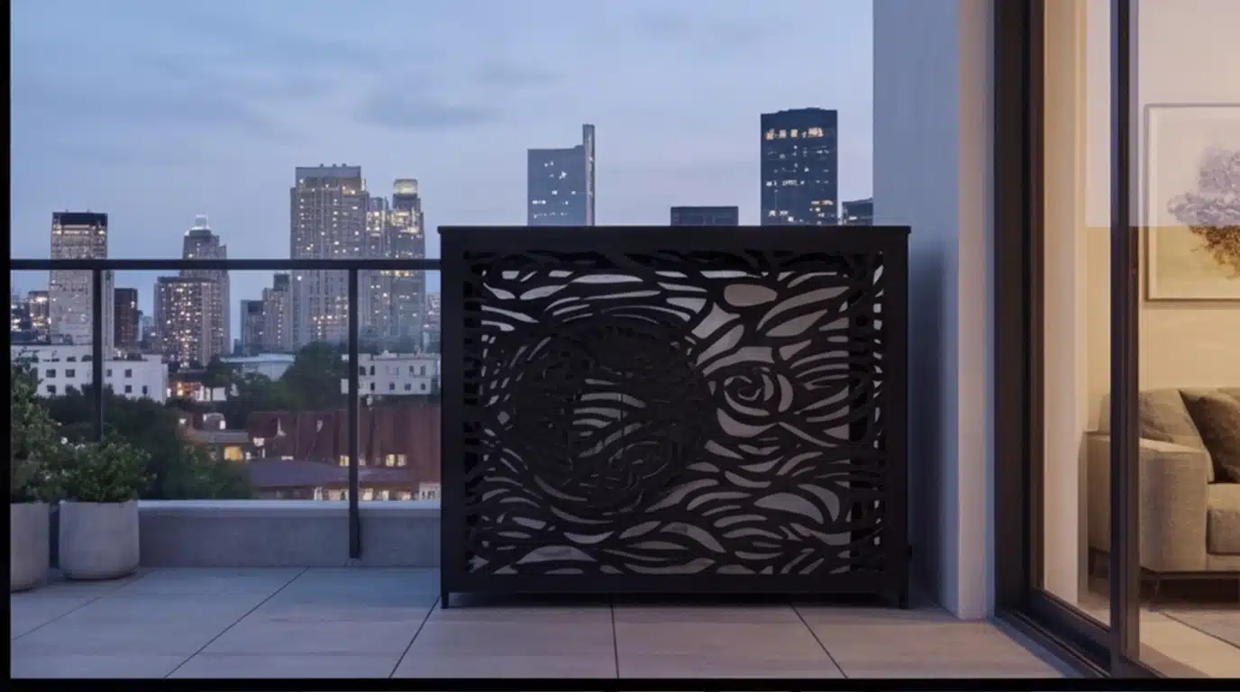 Cache climatiseur extérieur fixation murale, motif Roseraie-2