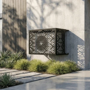 CCLIM-EXT-CANOPIA-N-MUR Cache climatiseur extérieur fixation mur, motif Canopia-1