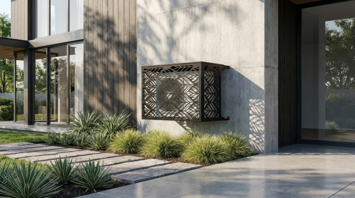 CCLIM-EXT-CANOPIA-N-MUR Cache climatiseur extérieur fixation mur, motif Canopia-1