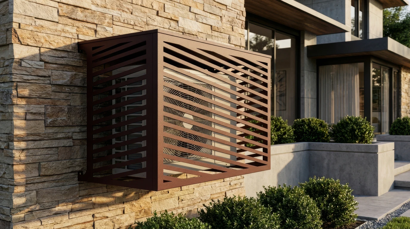 CCLIM-EXT-DIAGONA-R-MUR(3) Cache climatiseur extérieur fixation murale, motif Diagona-3