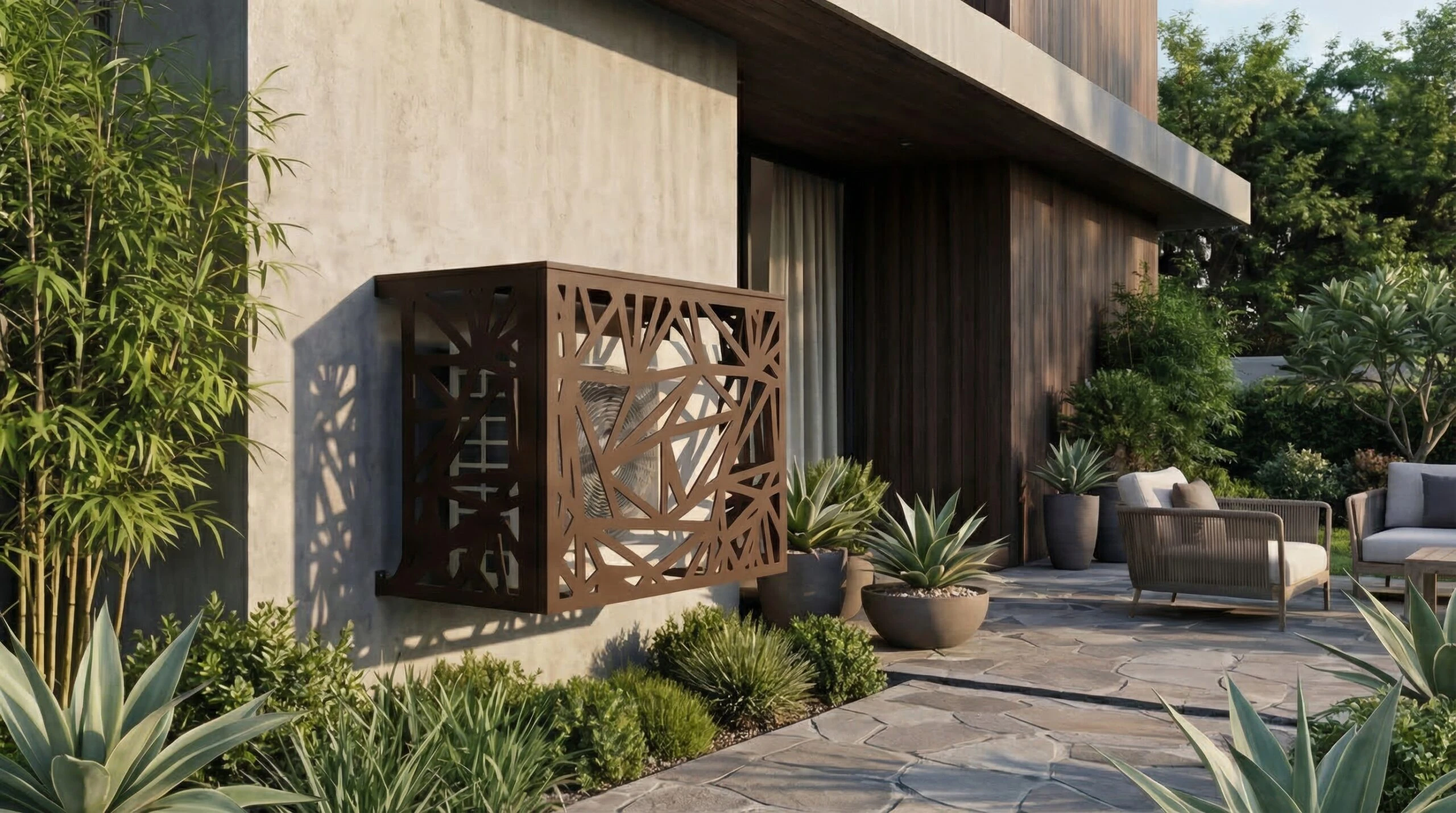 Cache climatiseur extérieur fixation murale, motif Éclat-2