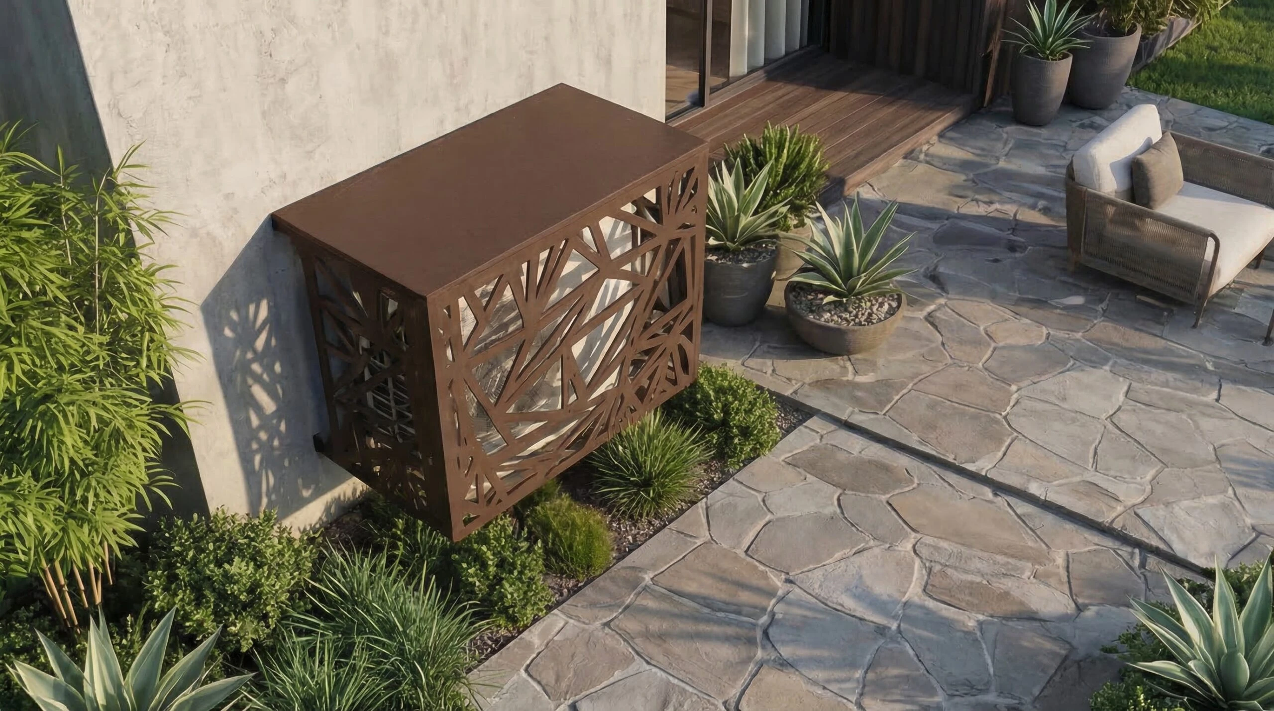 Cache climatiseur extérieur fixation murale, motif Éclat-1