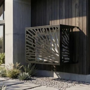 CCLIM-EXT-ÉCORCE-N-MUR Cache climatiseur extérieur fixation murale, motif Écorce-3