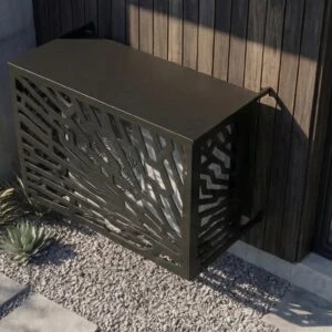 CCLIM-EXT-ÉCORCE-N-MUR Cache climatiseur extérieur fixation murale, motif Écorce-1