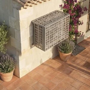 Cache climatiseur extérieur fixation murale, motif Faïence-2