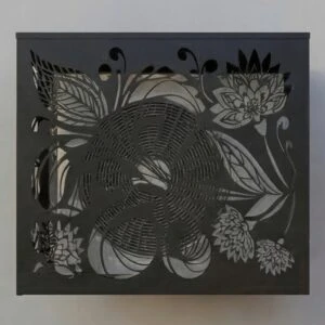 CCLIM-EXT-FLORALIS-N-MUR Cache climatiseur extérieur fixation murale au motif Floralis-3