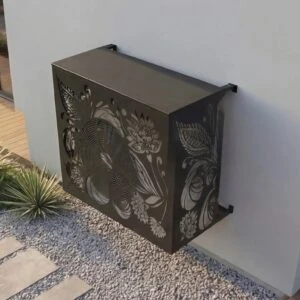 CCLIM-EXT-FLORALIS-N-MUR Cache climatiseur extérieur fixation murale au motif Floralis-2