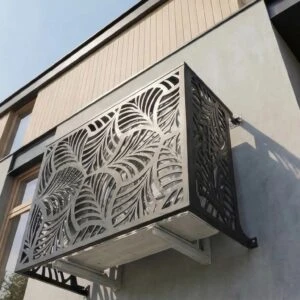 Cache climatiseur extérieur fixation murale, motif Folia-3