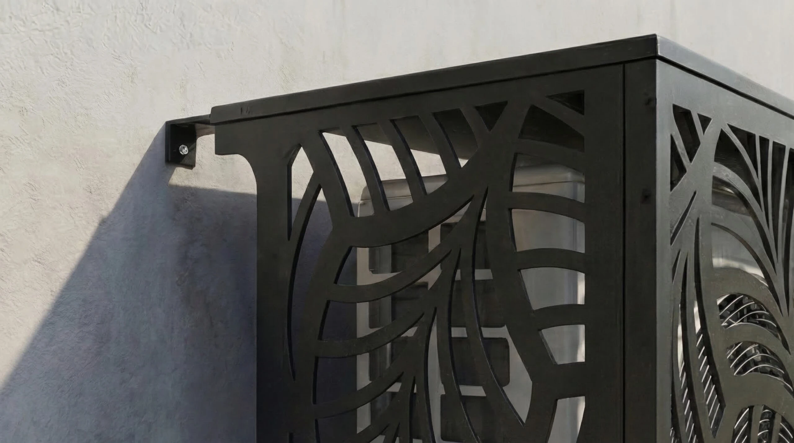 Cache climatiseur extérieur fixation murale, motif Folia-1