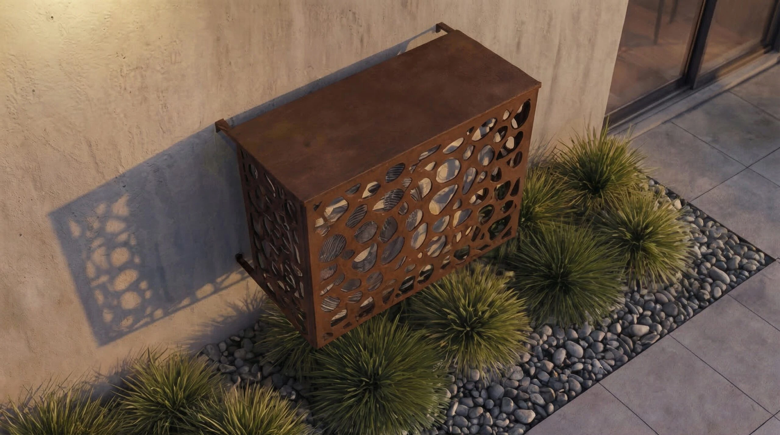 Cache climatiseur extérieur fixation murale, motif Galeo-2