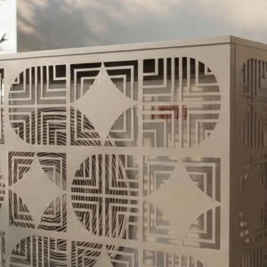 Cache climatiseur extérieur fixation murale, motif Jali-3