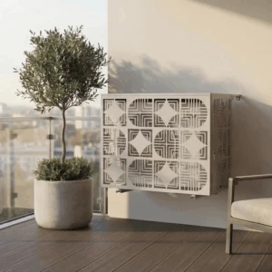 Cache climatiseur extérieur fixation murale, motif Jali-2