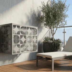 Cache climatiseur extérieur fixation murale, motif Jali-1