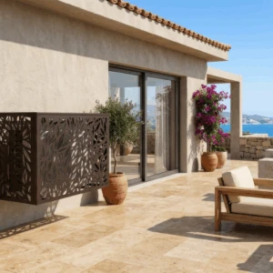 Cache climatiseur extérieur fixation murale, motif Olivio-1