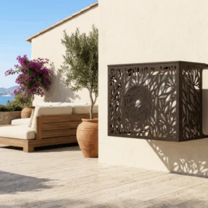 Cache climatiseur extérieur fixation murale, motif Olivio-2