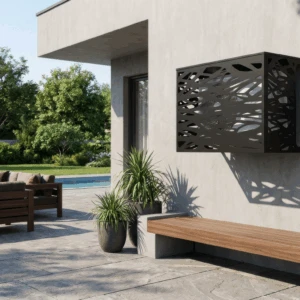 Cache climatiseur extérieur fixation murale, motif Lianes-1