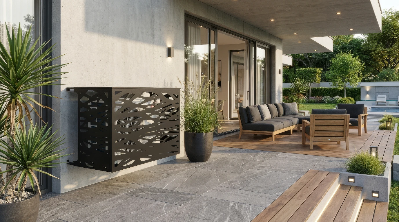 Cache climatiseur extérieur fixation murale, motif Lianes-2