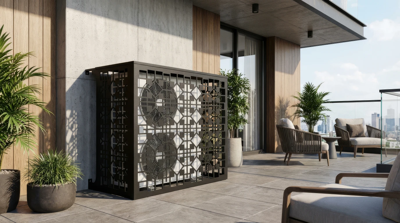 CCLIM-EXT-KYOTO-N-MUR(3) Cache climatiseur extérieur fixation murale, motif Kyoto-3