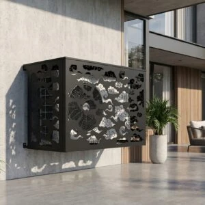 CCLIM-EXT-KUMO-N-MUR(2) Cache climatiseur extérieur fixation mural, motif Kumo-2