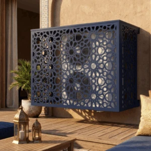 Cache climatiseur extérieur fixation murale, motif Médina-3