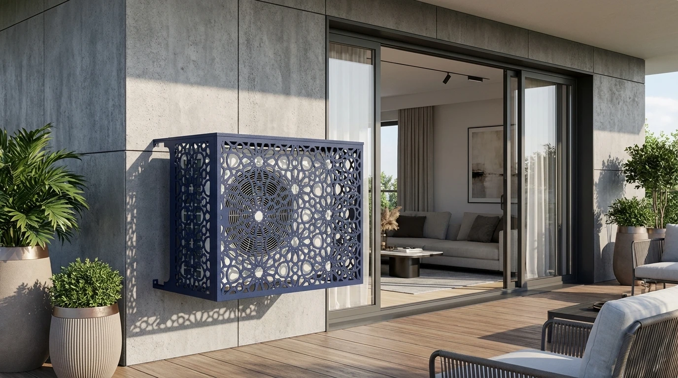 Cache climatiseur extérieur fixation murale, motif Médina-1