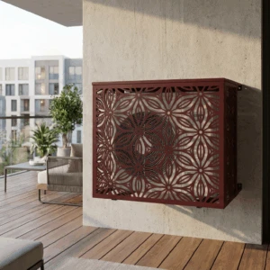 Cache climatiseur extérieur fixation murale, motif Riyah-3