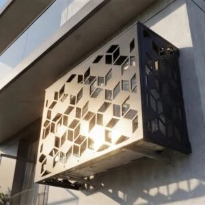 Cache climatiseur extérieur fixation murale, motif Tessella-1