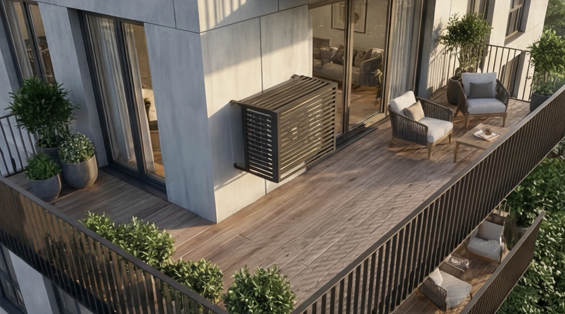 CCLIM-EXT-VENTILA-MUR(3) Cache climatiseur extérieur fixation murale, motif Ventila-3